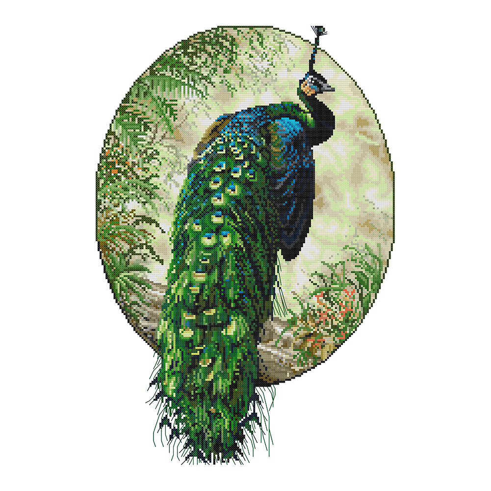 

Peafowl - 14CT Stamped Cross Stitch - 34*48CM, 501 Original