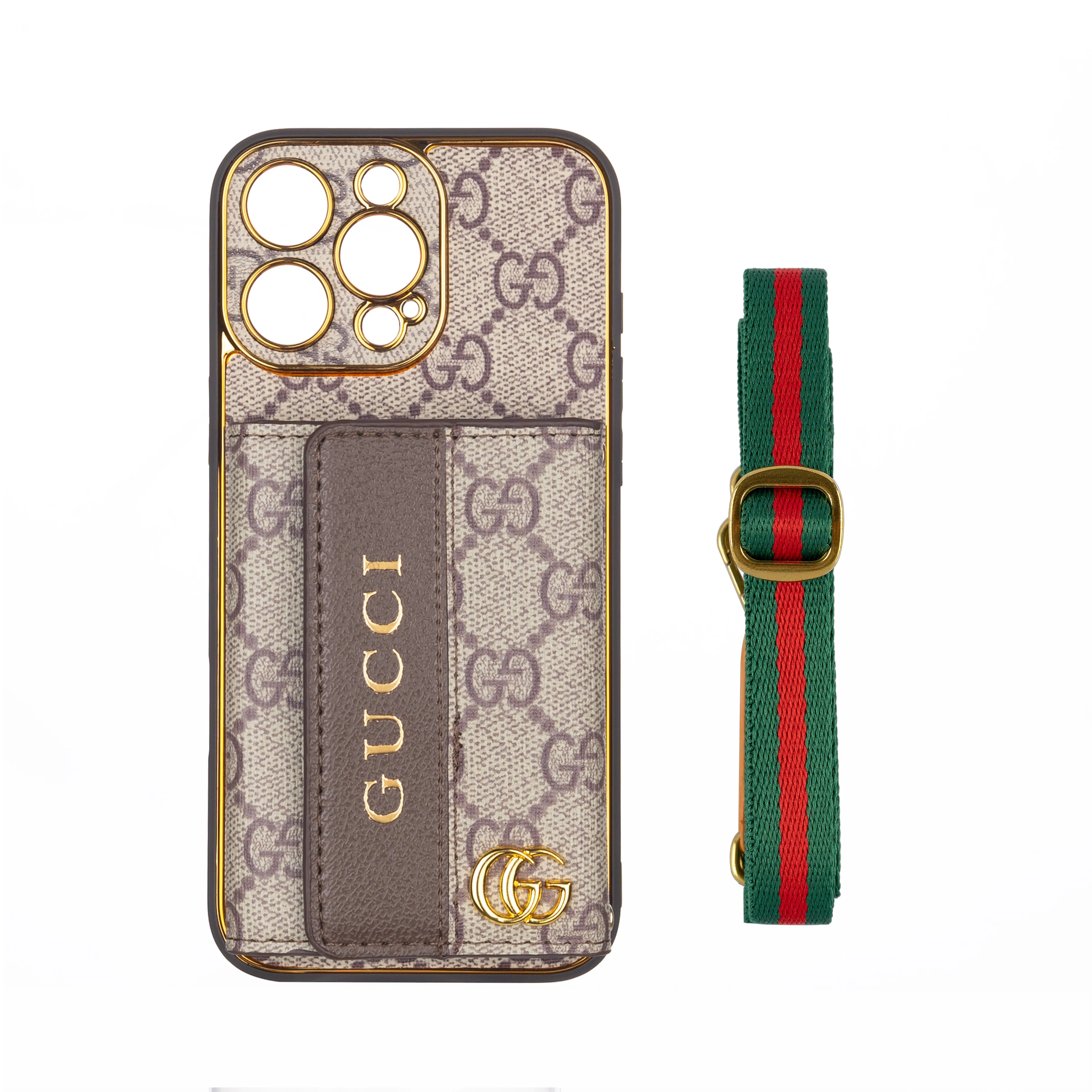 Gucci iPhone Wallet Luxury Leather Wallet Case with Crossbody Lanyard