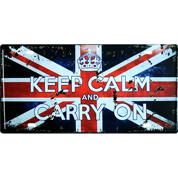 Keep calm carry on - enseigne en étain vintage - 5.9x11.8inch