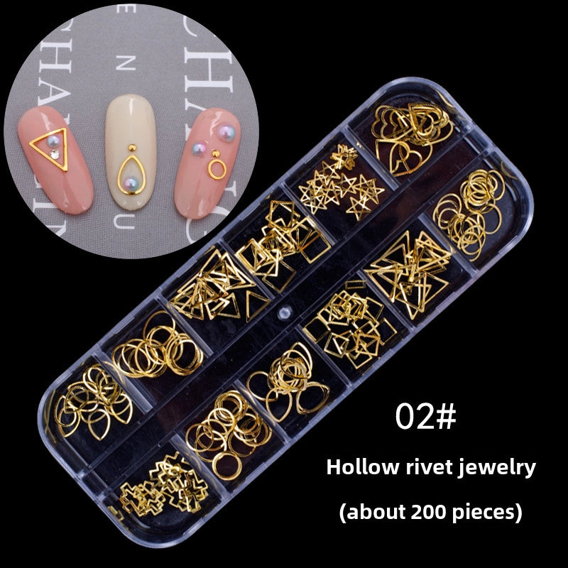 Nail Jewelry Rhinestone Flat Bottom Drill Hollow Nail Stick Drill Sequins Colored Diamond Flat Bottom Pearl Shell Japanese Series