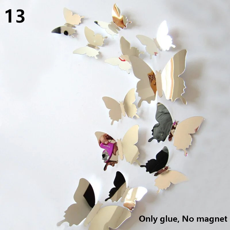 12Pcs 3D Double Layer Butterfly Wall Sticker on The Wall for Home Decor DIY Butterflies Fridge Magnet Stickers Room Decoration