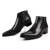 Classic Mens Pointed Toe Leather Ankle Dress Boots
