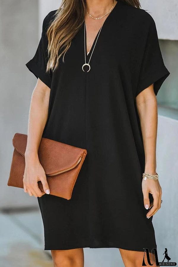 MidiSono - H-Shape Loose Short Sleeve Dress