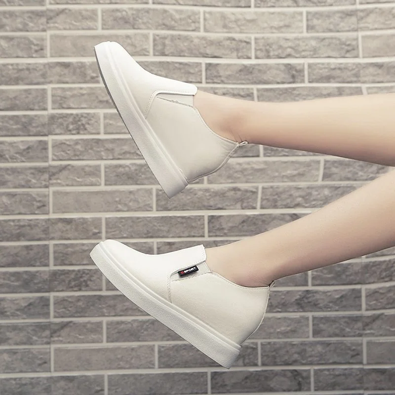 Women Letter Patched Slip On Wedge Sneakers, Sporty Sneakers