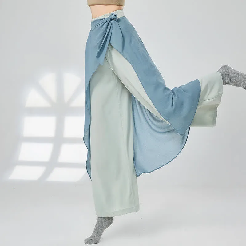 Vintage Lace Up Flowy Wide Leg Casual Pants