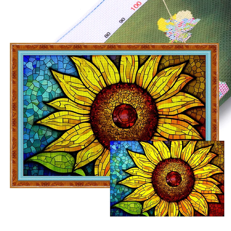 Glass Painting Sunflower 11CT (60*40CM) Stamped Cross Stitch gbfke