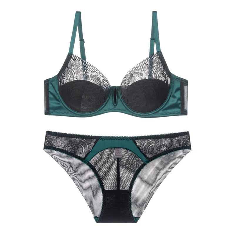 Brownm French Girl Thin Cup Pure Lingerie Gathered Sexy Lace Bra Set Small Bra Dedicated Half Cup Bra Bra Bra Bra