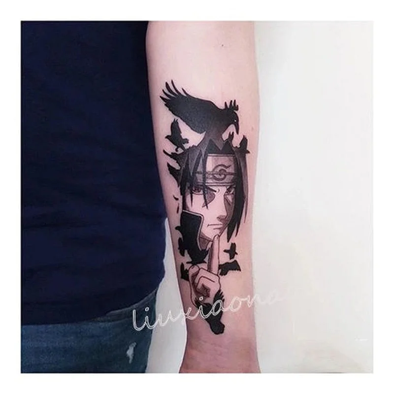 Ninja Anime Waterproof Long-lasting Simulation Tattoo Sasuke Itachi Obito Penn Flower Arm Temporary Fake Tattoo Sticker