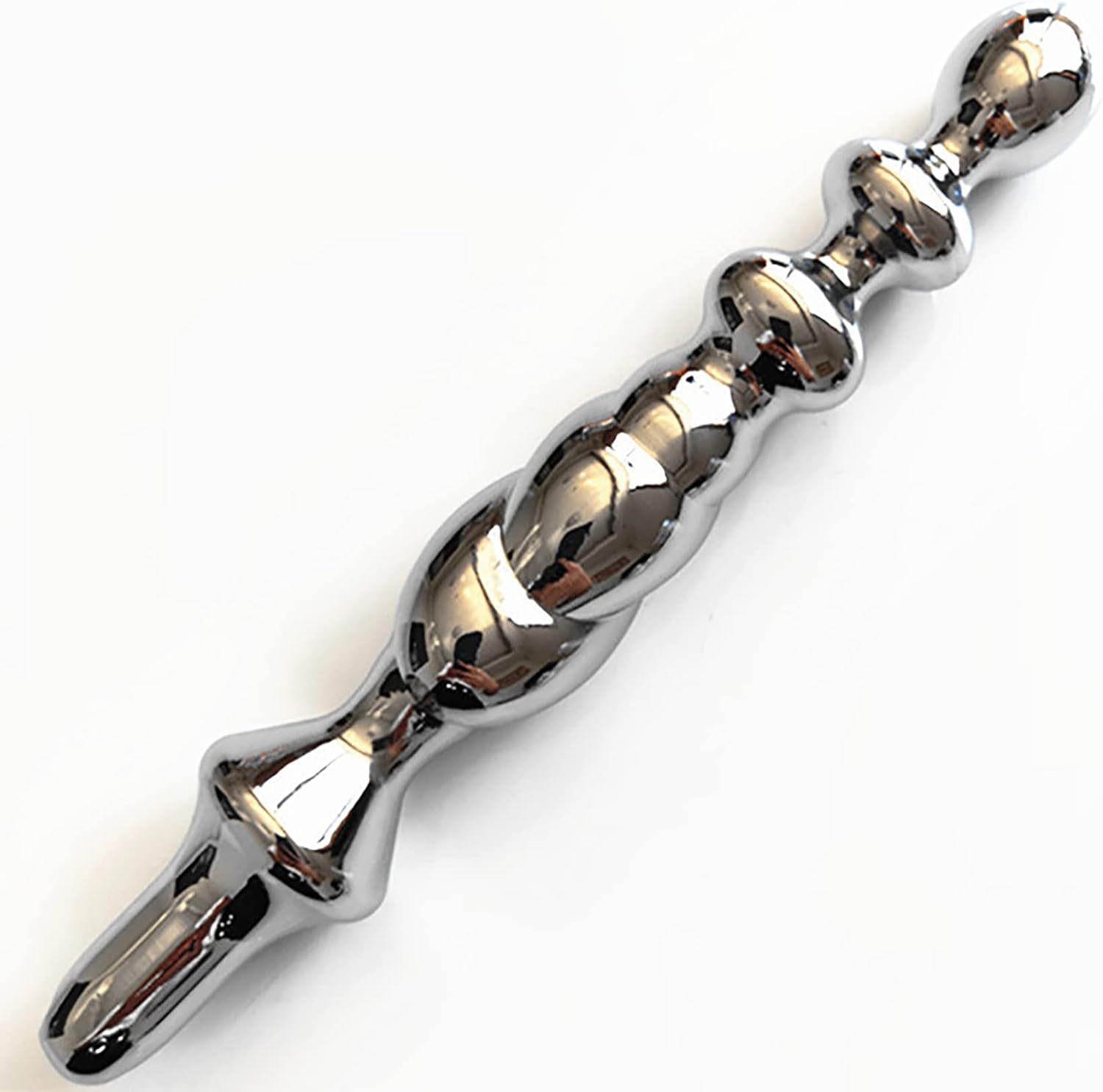 Long Metal Beaded Butt Plug 