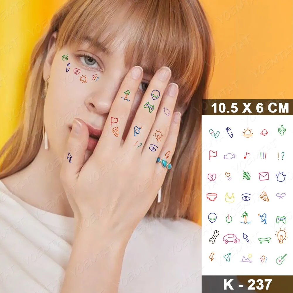 Waterproof Temporary Tattoo Sticker Small Simple Line Flower Flash Tatoo Cute Leaf Finger Wrist Fake Tatto For Body Art Women