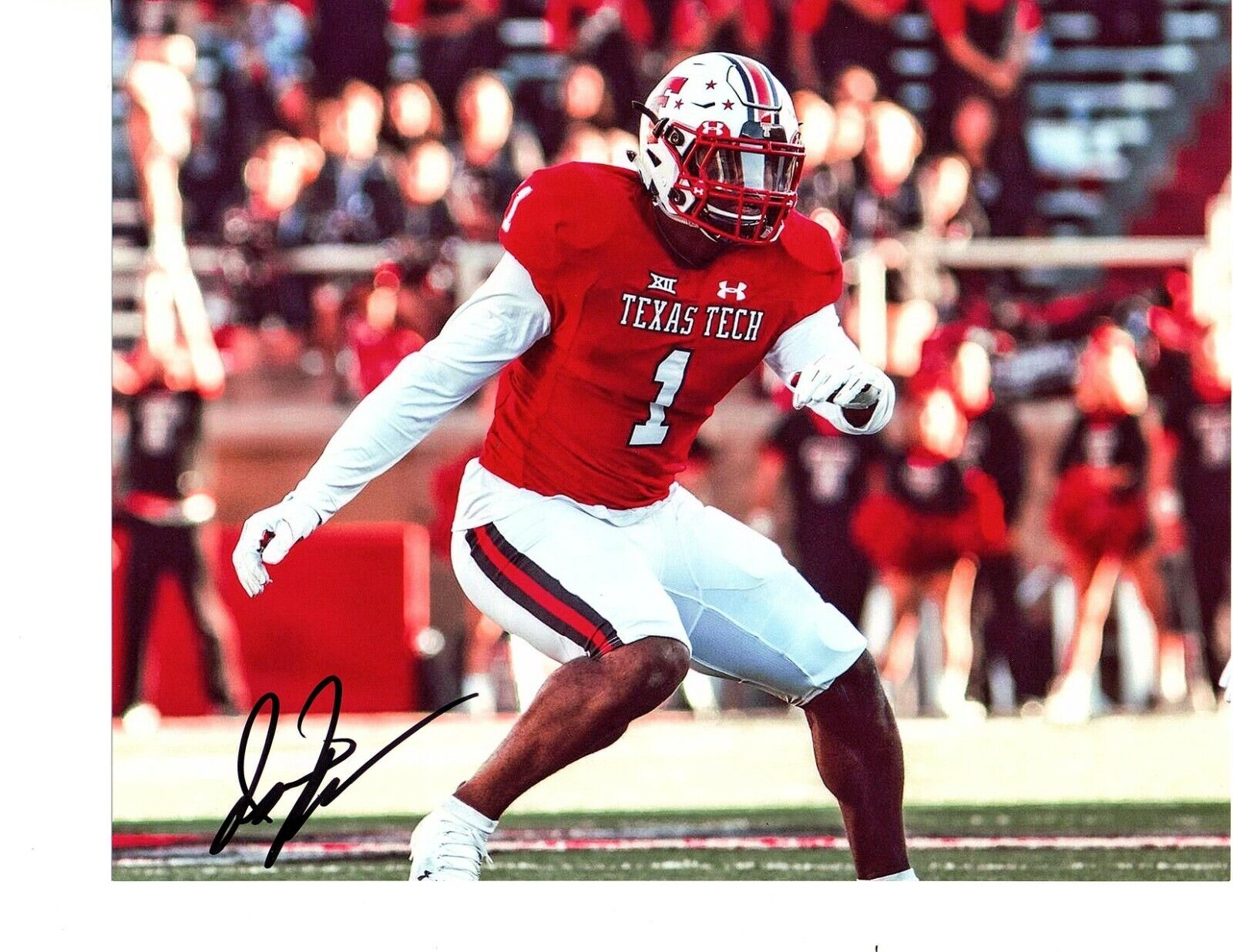 Jordan Brooks Texas Tech Red Raiders signed autographed 8x10 football Photo Poster painting d