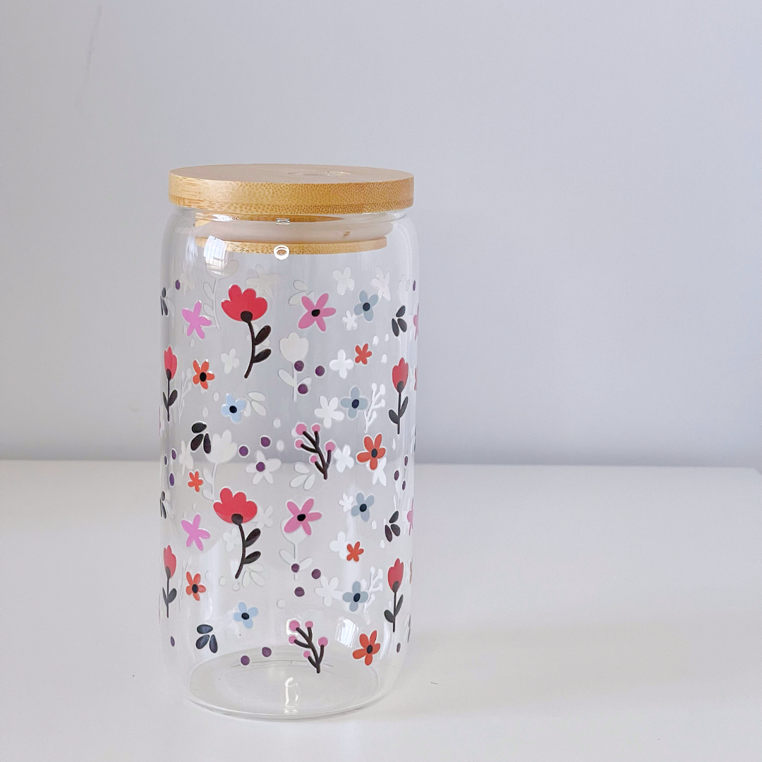 Maneifurui™  Boho Florals Glass Can