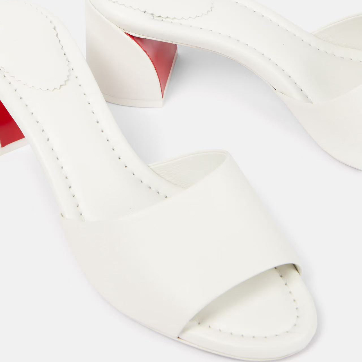 55mm Women's Chunky Mid-Heel Mules Red Bottom Sandals-MERUMOTE