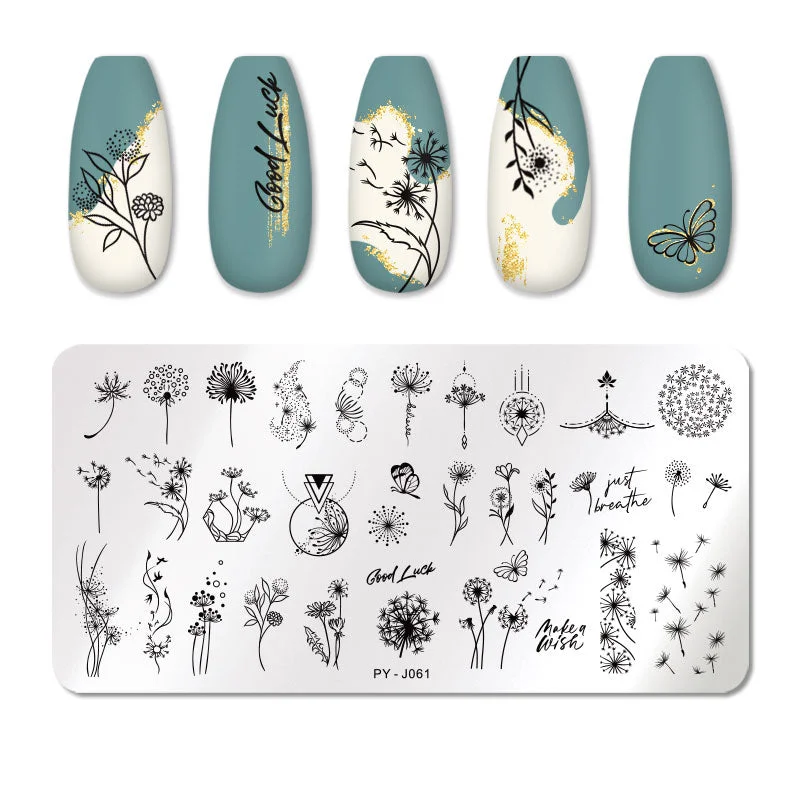 PICT YOU Nail Stamping Plates Flower Plant Pattern Nail Art Plate Stencil Stainless Steel Line Pictures Theme Image Plates Mold-Nail Inspo
