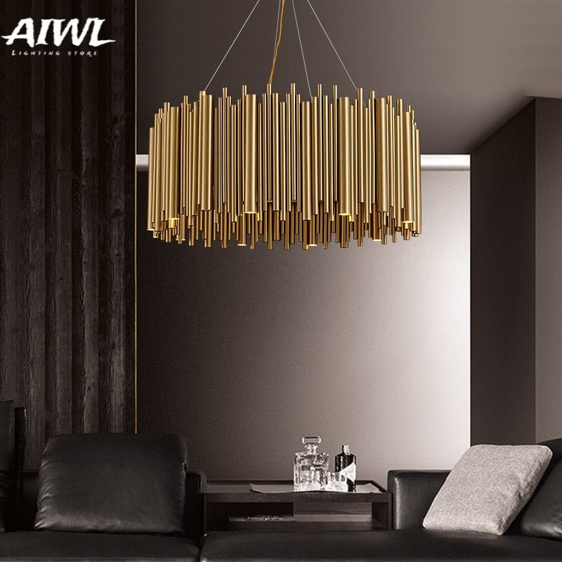 Nordic Luxury Gold Chandelier Living Room Modern Home Decor Hanging Lamp Stainless Steel Round Creative Design Indoor Lighting