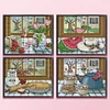(4pcs) Window Season-14CT Stamped Cross Stitch 21*19cm(Bundle Sale)