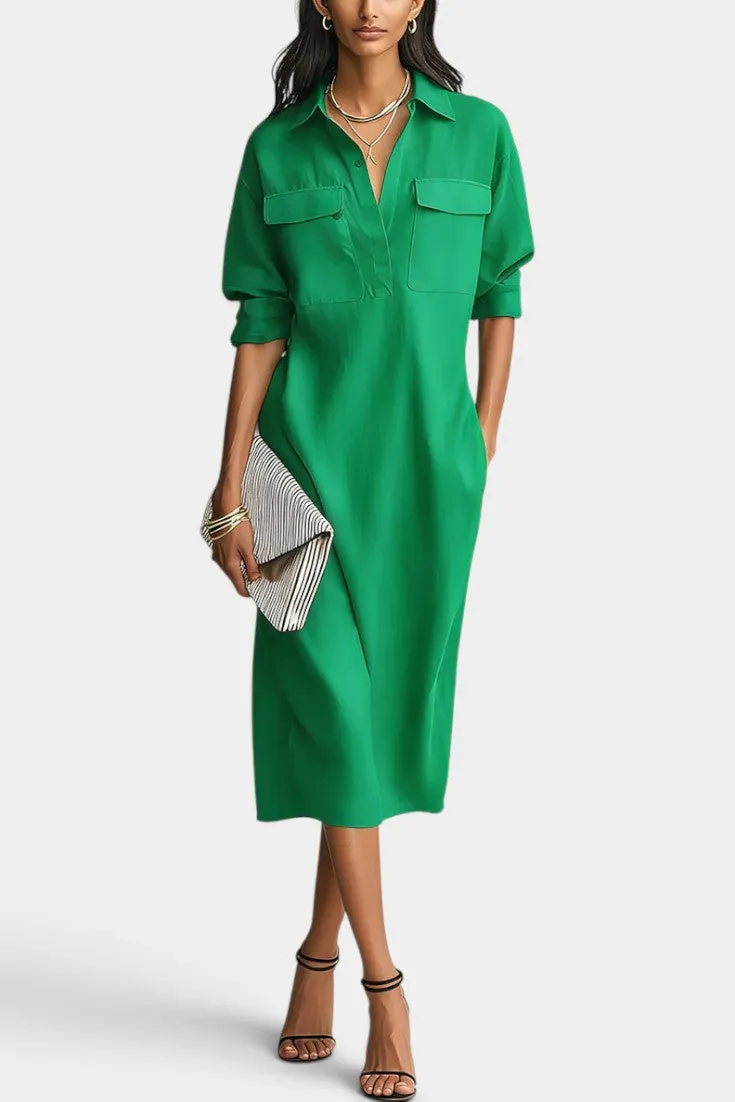 Classic Shirt Dress with Chest Pockets