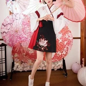 Improved Hanfu Cats Print Waist-length Ancient Costume SP15692