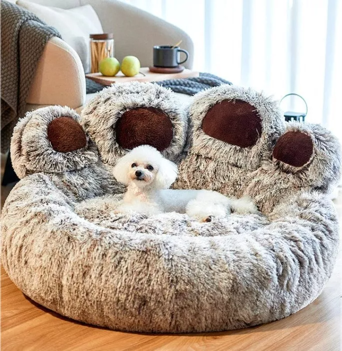 Bear Paw Calming Dog Bed AntiAnxiety Paw Bed