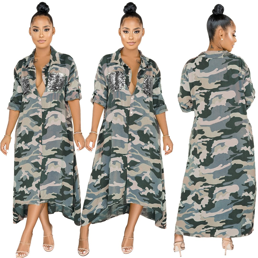 Casual Fashion Camouflage Women's Printed Wear Overcoat Jacket Coats