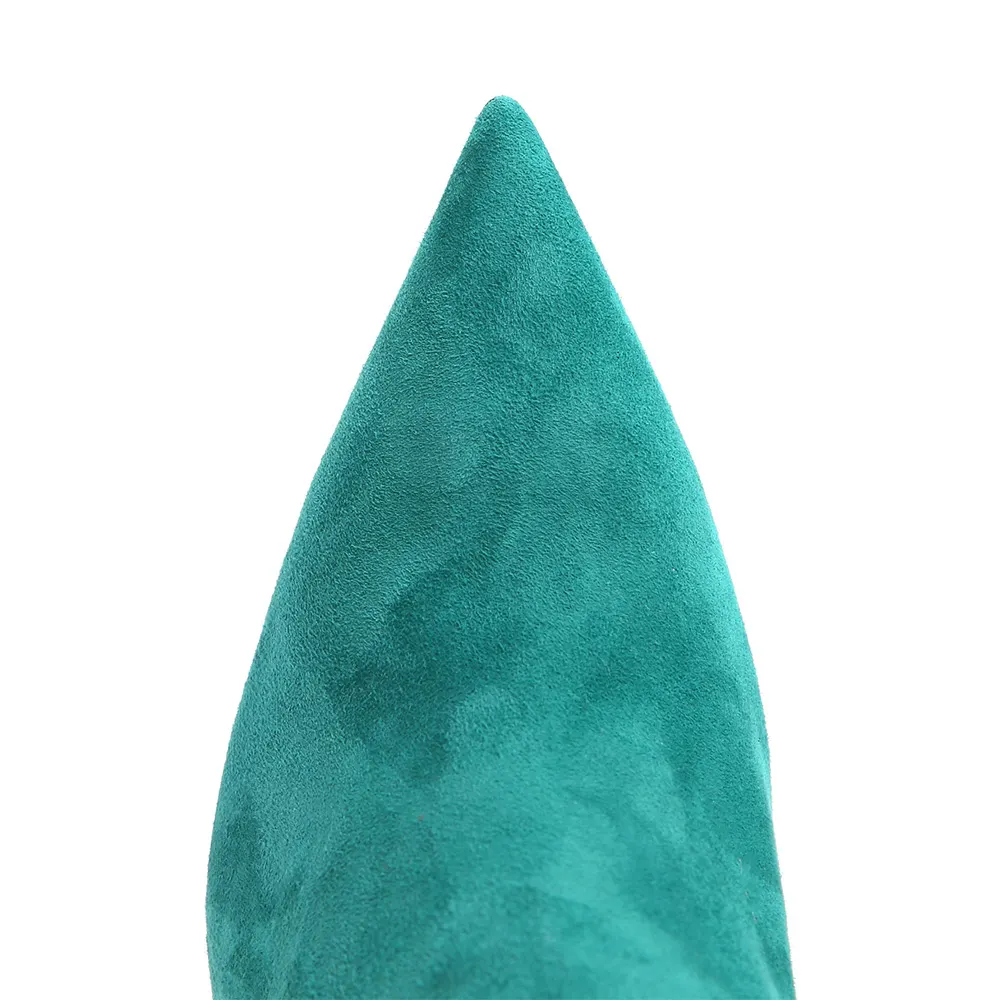 Turquoise Pointed Toe Stiletto Heel Back Zipper Short Boots for Women