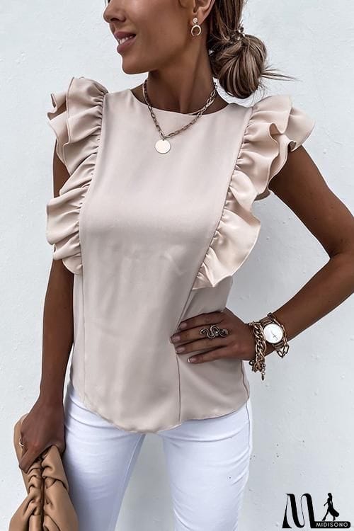 MidiSono - Ruffles Sleeveless T Shirt