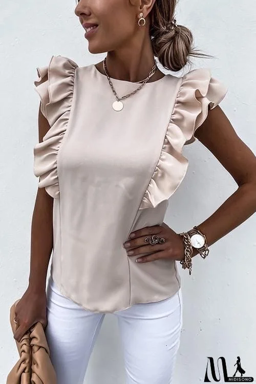 MidiSono - Ruffles Sleeveless T Shirt