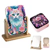 (US Local)DIY Cat Diamond Painting Kit Rotatable Mirror w Diamond Painting Jewelry Box