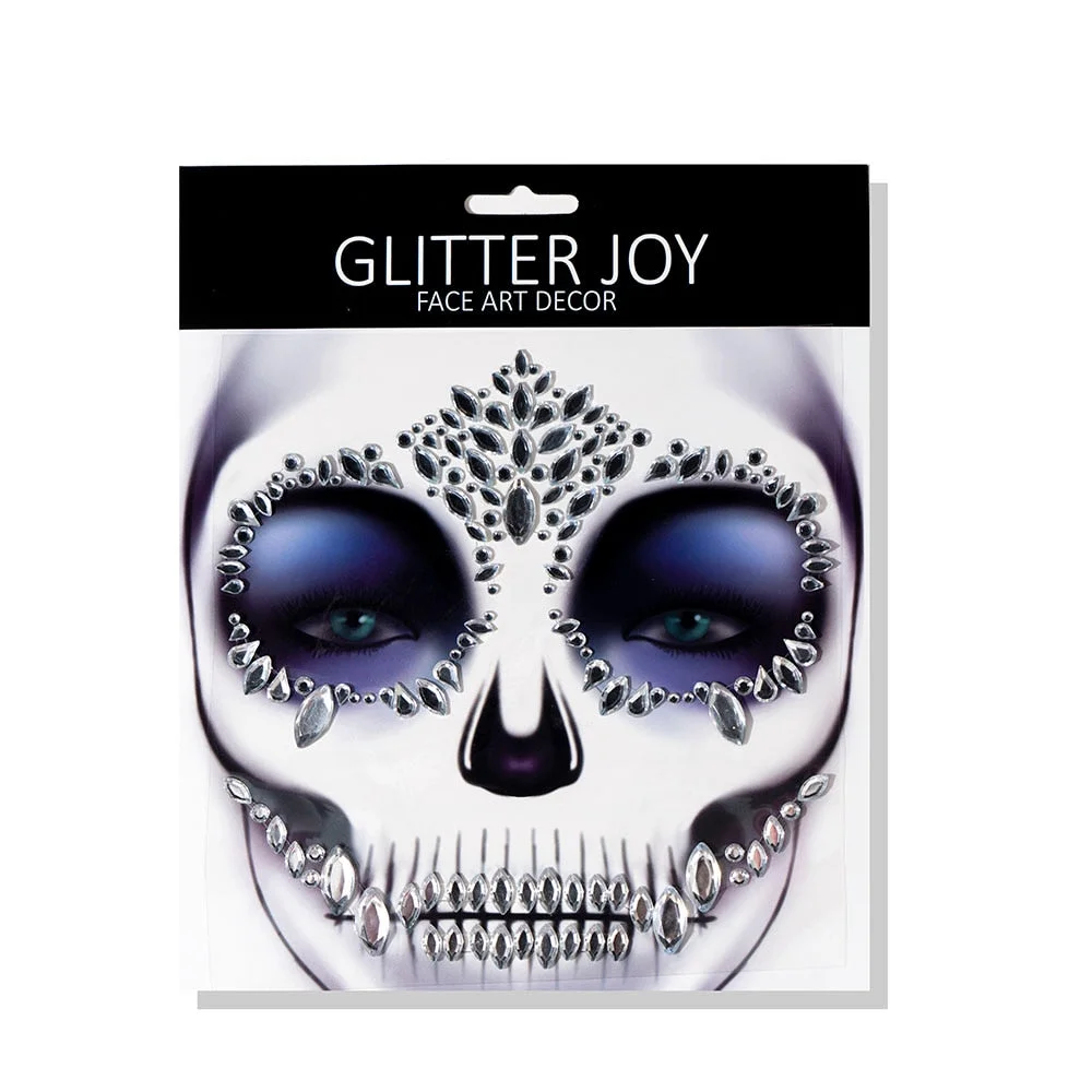 1 Pcs Halloween Body Art Makeup Party Festival Skull Bone Face Jewel Makeup Sticker For Carnival Night Clubbing Holiday Gift