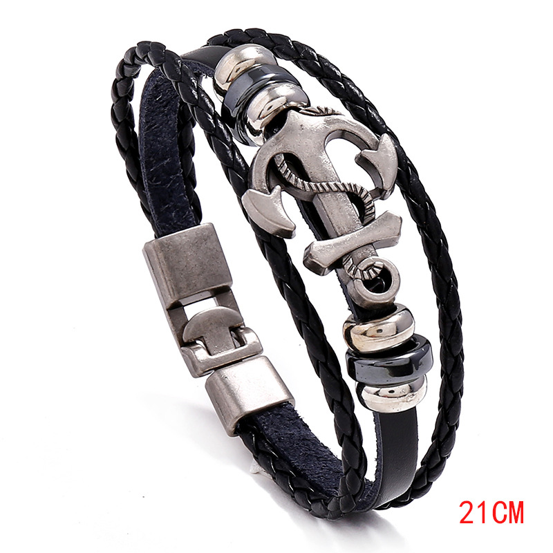 Multi-layer Woven Boat Anchor Cowhide Bracelet