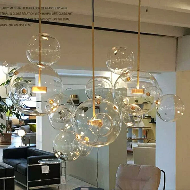 Clear glass ball living room chandeliers art deco bubble lamp shades chandelier Modern indoor lighting restaurant iluminacao