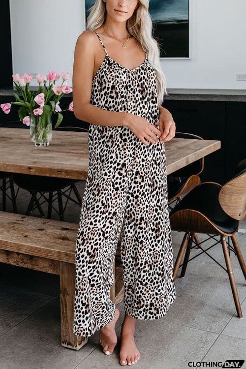 Chic Printed Sling  Backless Jumpsuit