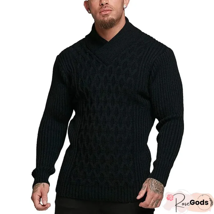 Men's Solid Color Long Sleeve Sweater