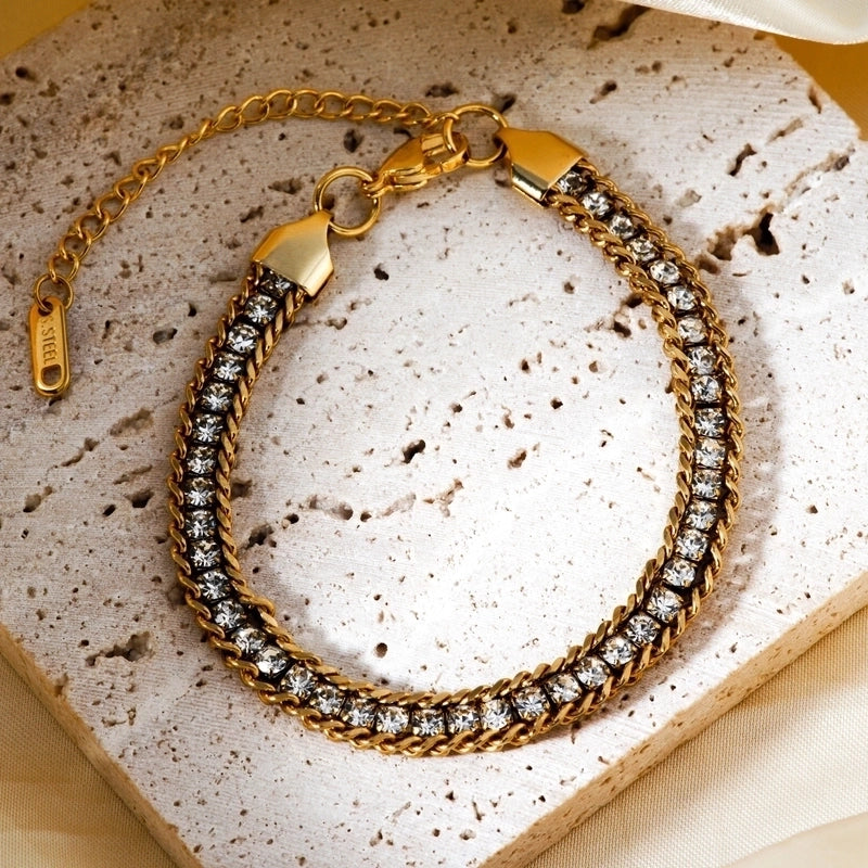 Modern Style Classic Style Irregular 304 Stainless Steel K Gold Plated Zircon Bracelets In Bulk