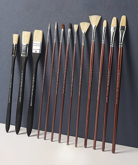 13 Pcs High Quality Bristle & Fox Hair Paint Brush Set-Himinee.com