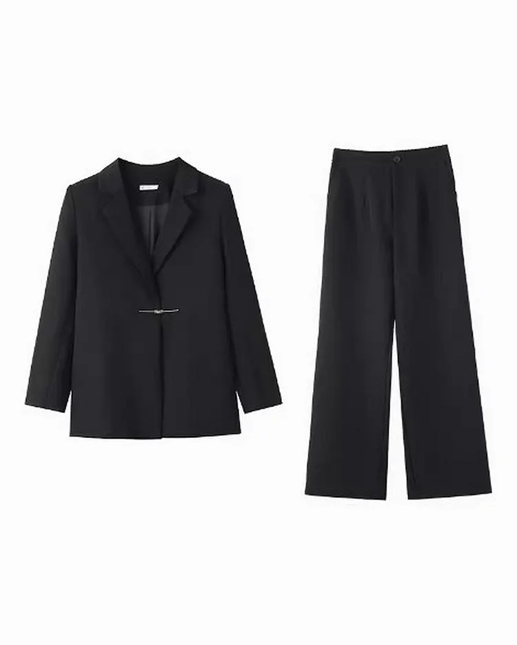 Relaxed Fit Suit Pants for Women Tailored Trousers Modern Office Wear
