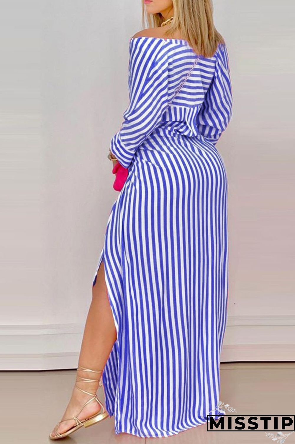 Blue Sexy Print Asymmetrical V Neck A Line Dresses