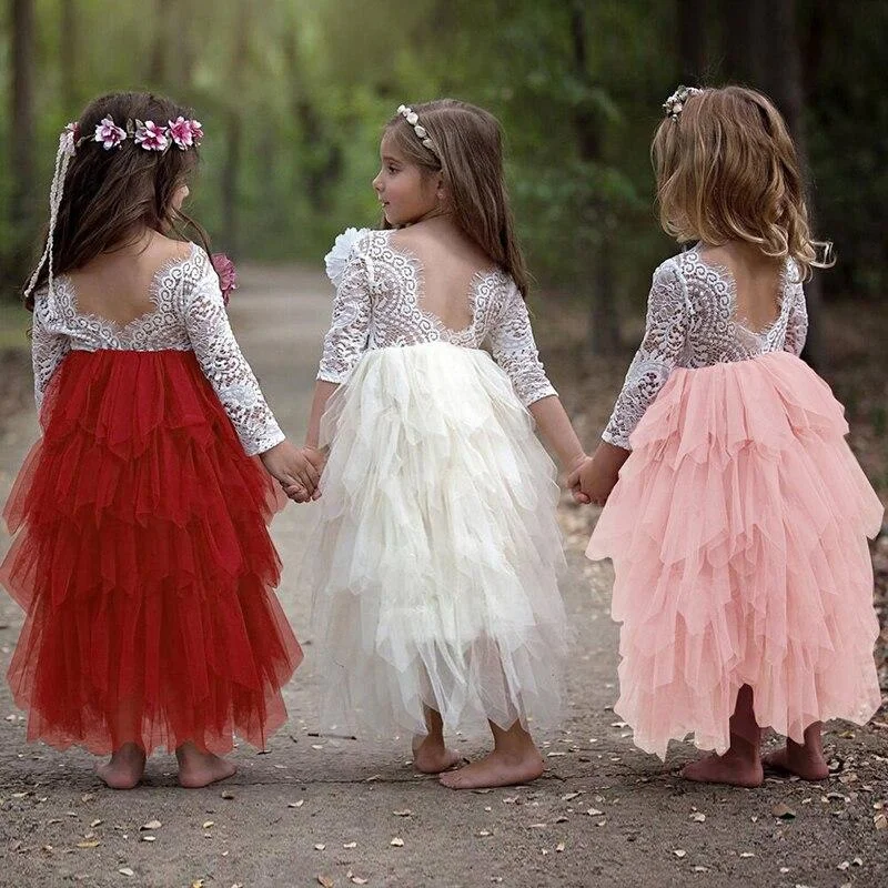 Little Girl Ceremonies Dress Baby Children's Clothing Tutu Kids Dresses for Girls Clothes Wedding Party Gown Vestidos Robe Fille