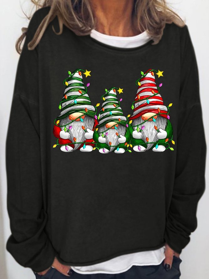Womens Christmas Gnome Casual Letters Sweatshirts