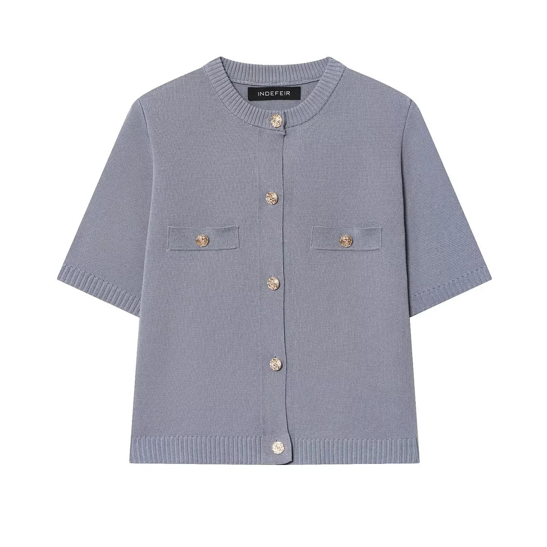 Nigikala Nigikala Spring 2025 New Women's Short-Sleeved Simple Fashion Knitted Jacket Skirt 1822023 1822025