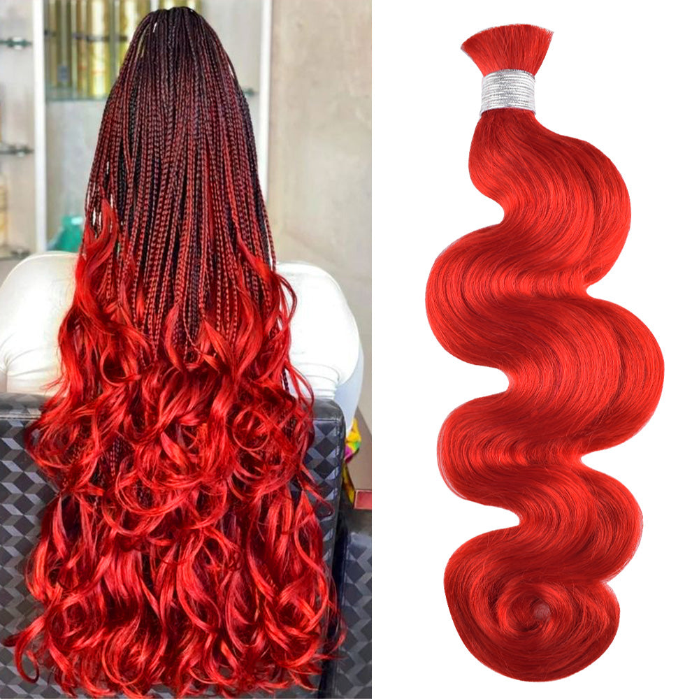 #Red Body Wave Hair Bulk | For Braiding | 100% Human Hair | BORUIHAIR