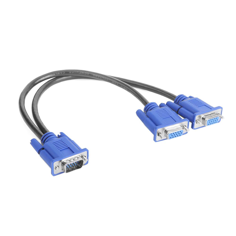 

VGA Splitter Cable 1 Computer to Dual 2 Monitor Male to Female Adapter Wire, Blue, 501 Original