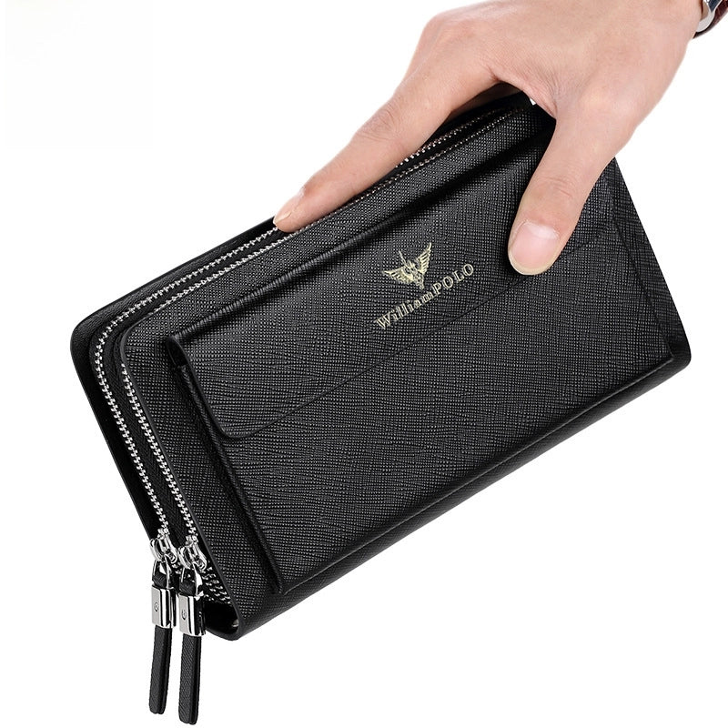 King Paul Handbag Men's Genuine Leather Long Zipper Pure Cowhide Business Handbag Men's Handbag Men's