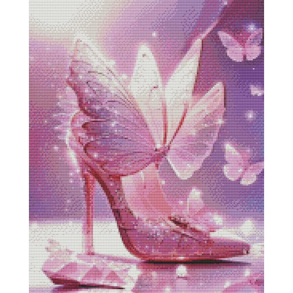 11CT Full Stamped&nbsp;Cross Stitch - Butterfly High Heels(Canvas|40*50CM)
