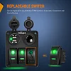 Nilight 3 Pack Rocker Switch with Night Glow DIY Stickers On Off 5 PIN SPST LED Light Switches with Green Backlit 12V/24V Toggle for Cars Trucks RVs Boats Auto Motorcycles
