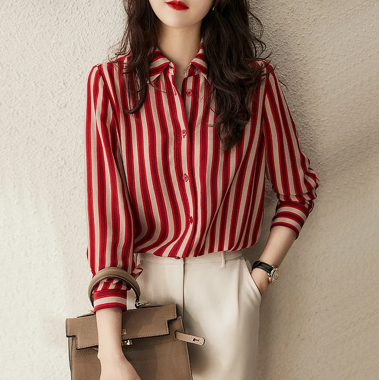 Red Shift Casual Stripes Shirts & Tops QueenFunky
