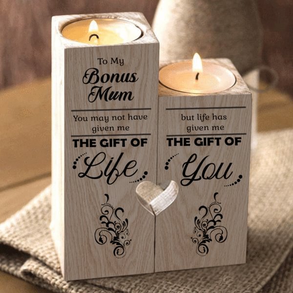 To My Bonus Mum Wooden Candlestick Shelf Couple Decoration Gift