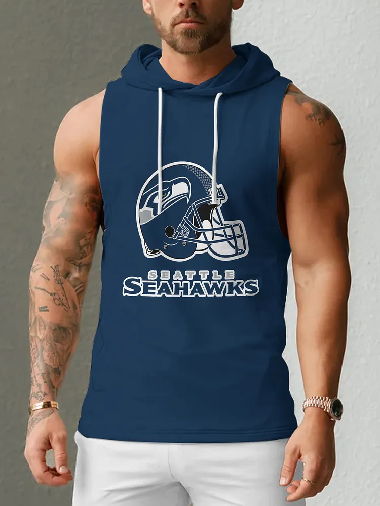 Seattle Seahawks Men's  Casual Comfy Sleeveless Hooded Tank Top