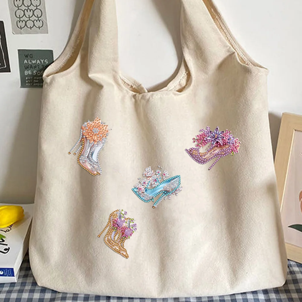 4pcs High Heel DIY Diamond Painting Brooch Brooch Jewelry Kit DIY Diamond Pins