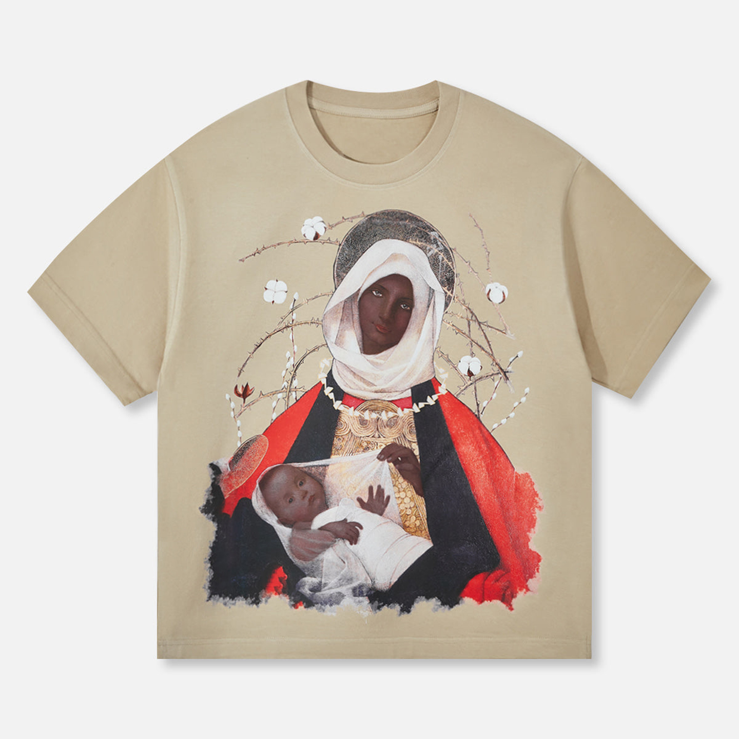 Sopula Vintage Artistic Black Madonna And Child Graphic Print Cotton T-Shirt - SOPULA
